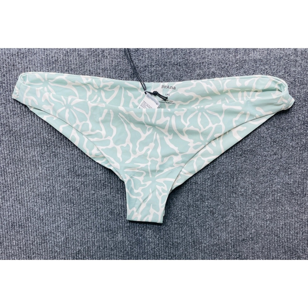 Prana Lahari Tanga Bikini Bottom L Saltwater Boogie Bloom Mint Green New